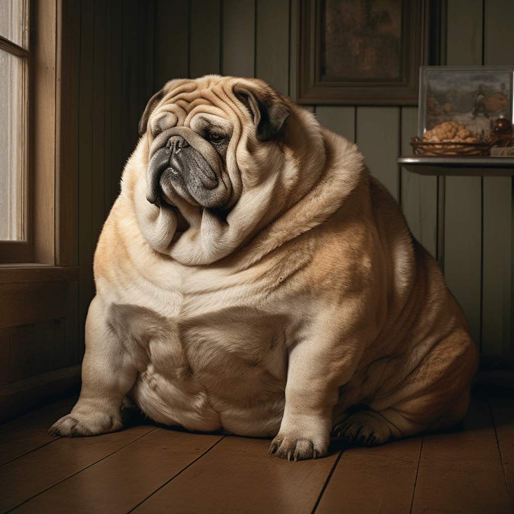 a hugely obese pug type dog - a photo-realistic illustration