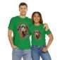 Couple wearing matching green great dane t-shirts