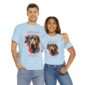 Couple wearing matching blue great dane t-shirts