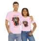 Couple wearing matching pink great dane t-shirts