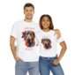 Couple wearing matching white great dane t-shirts