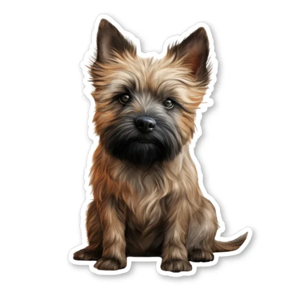 A cairn terrier sticker, presented on a white background.