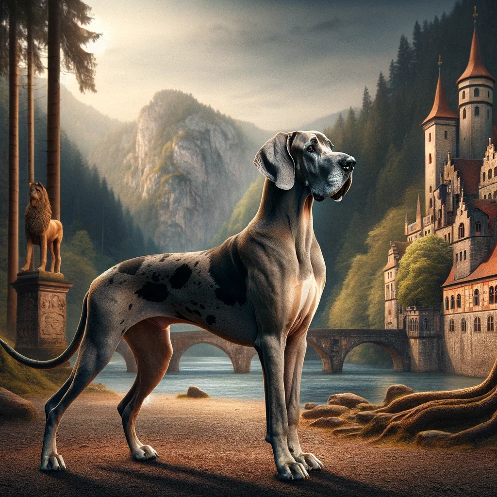 An illustration of a great dane in 18th century Germany.
