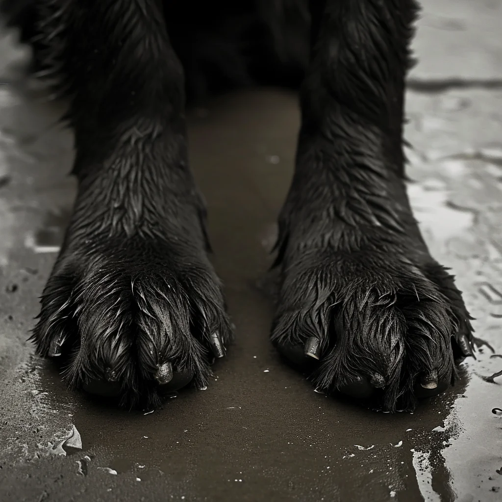 The feet of a Newfoundland Dog